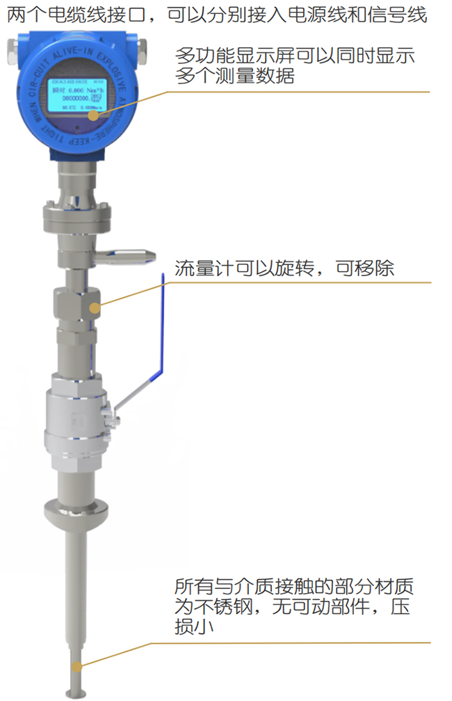 分體式熱式氣體質量流量計結構圖